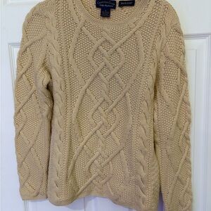 GUC Vintage Charter Club 100% Cashmere Beige Chunky Cable Knit Sweater Size M